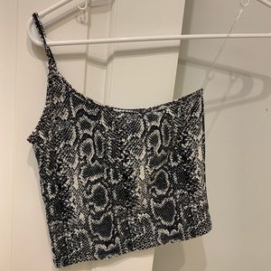 mixology snake skin one shoulder top